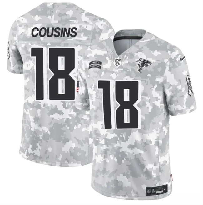 Men's Arctic Camo Atlanta Falcons #18 Kirk Cousins 2024 F.U.S.E Salute to Service Limited Stitched Football Jersey
